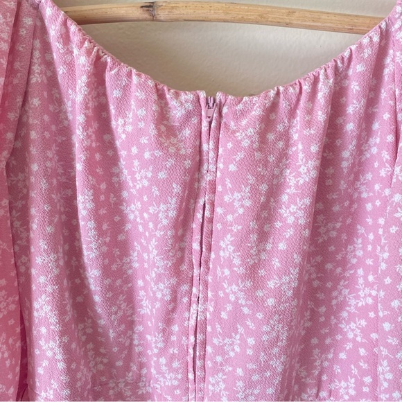 B DARLIN Womens Pink Ruffled Balloon Sleeve V Neck Mini Sheath Dress Juniors 3/4 - Picture 10 of 10